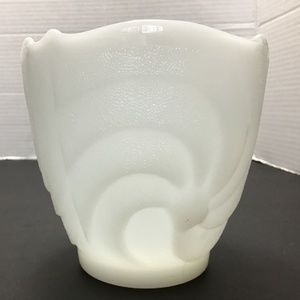 Vintage E O Brody White Milk Glass Vase Wavy Spiral Pattern Made in Ohio USA